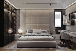 Deluxe-huone, 3 makuuhuonetta, parveke, kaupunkinäköala | Minibaari, yksilöllisesti sisustettu, yksilöllisesti kalustettu