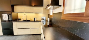 Fridge, microwave, oven, dishwasher