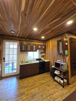Fridge, microwave, oven, coffee/tea maker