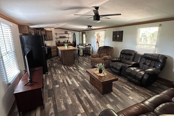 Living room and kitchen