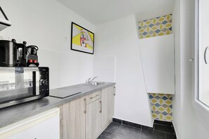 Leilighet | Eget kjøkken | Kjøleskap, mikrobølgeovn, kokeplater og kaffetrakter/tekoker