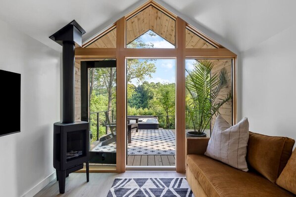 Televisión y chimenea