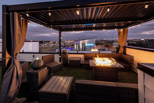 Luxury Townhome, Private Pool, City View | Terrace/patio