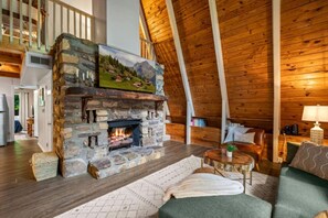 TV, fireplace