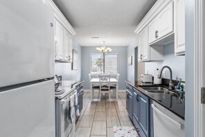 Fridge, microwave, oven, dishwasher