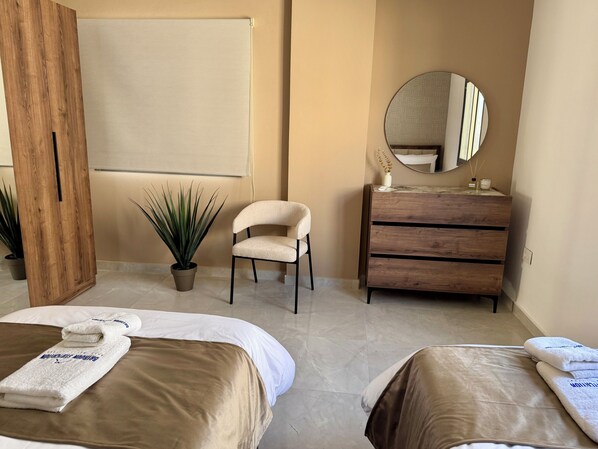 2 bedrooms, iron/ironing board, WiFi, bed sheets