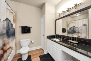 Hair dryer, towels, toilet paper