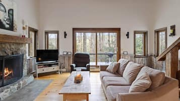 Televisión y chimenea