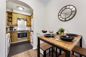 Fridge, microwave, oven, toaster