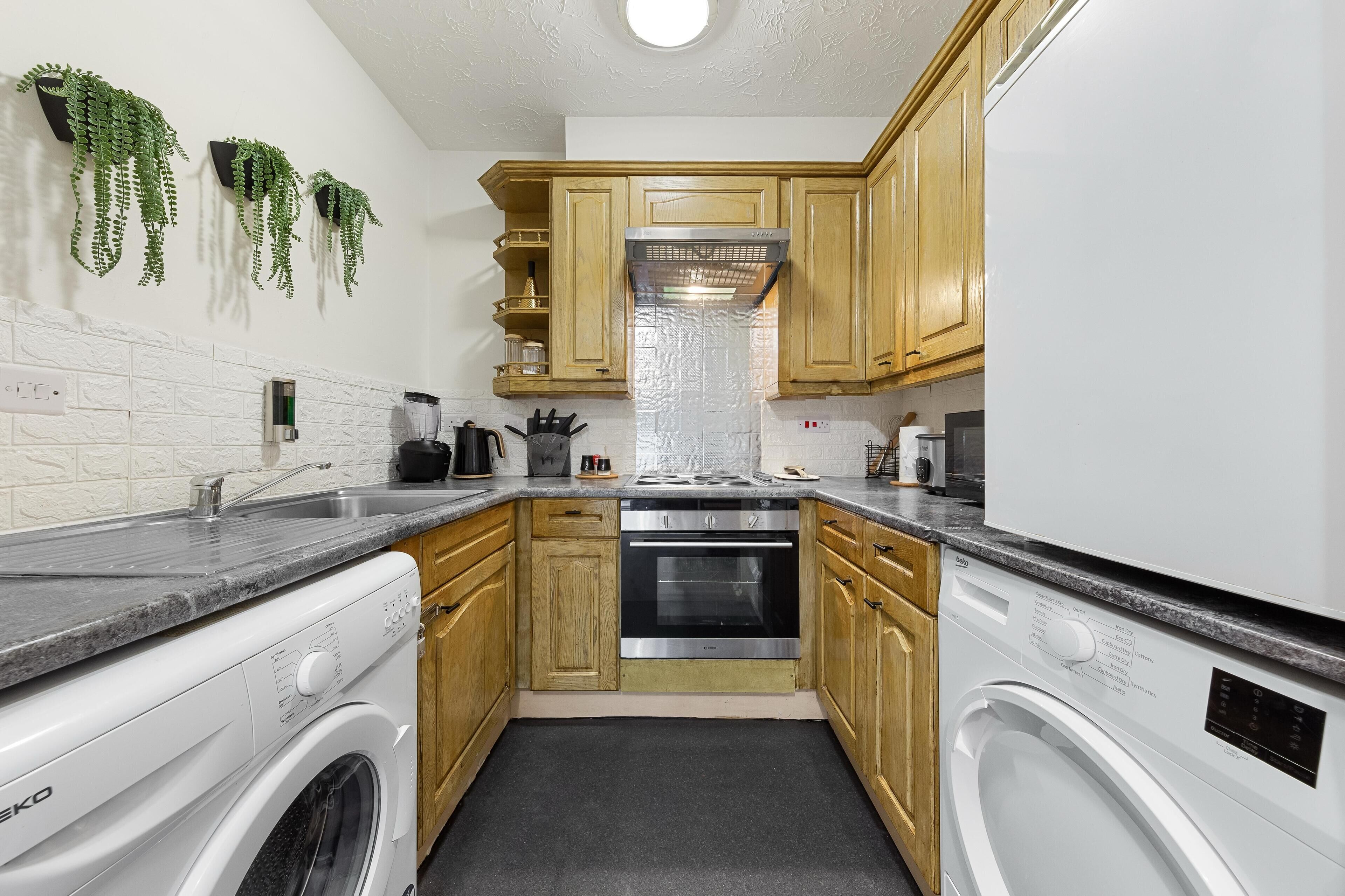 Fridge, microwave, oven, toaster