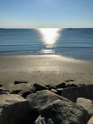 Beach nearby, sun loungers