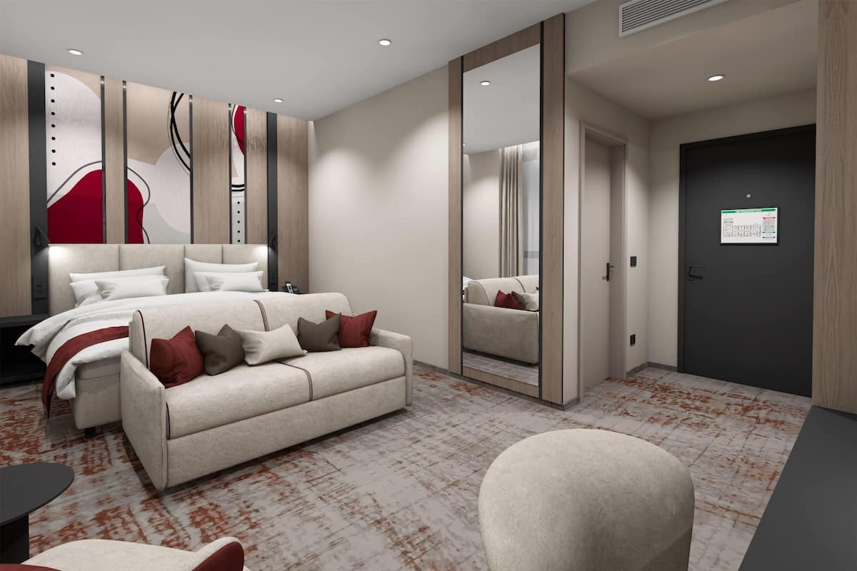 Quarto luxo, 1 cama King e sofá-cama