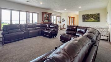 TV, fireplace, DVD player, table football