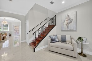 Luxury Townhome, 3 Bedrooms, Courtyard View | Living area | 65-inch Smart TV with digital channels