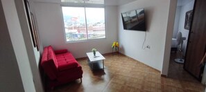 Familieleilighet, terrasse, byutsikt | Oppholdsområde