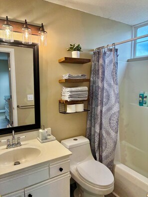 Towels, soap, toilet paper