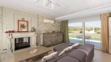 TV, fireplace