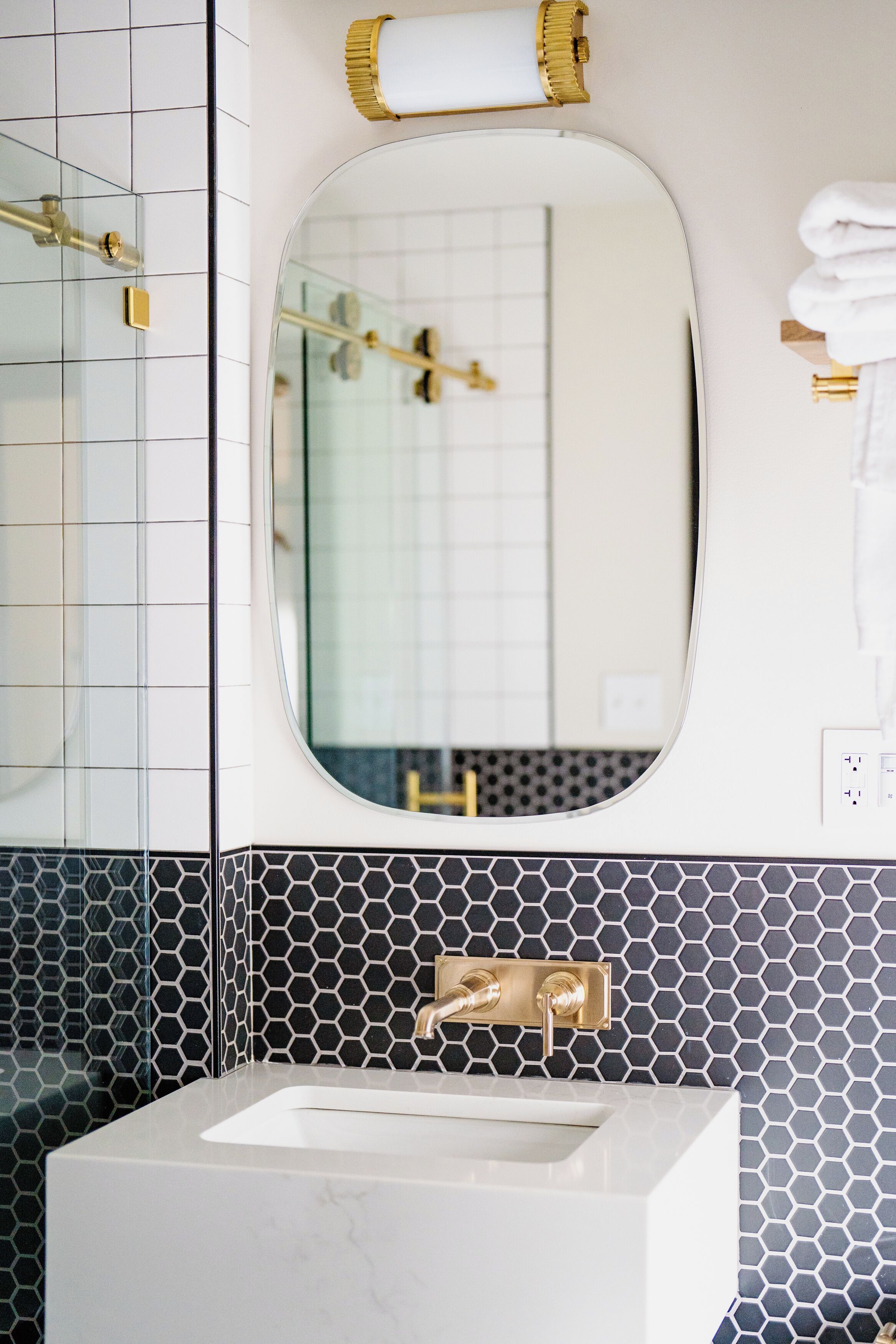 Separate tub and shower, hair dryer, towels, soap