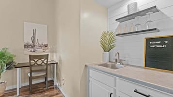 Main living space workspace & wet bar