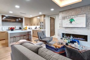 TV, fireplace, offices