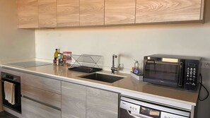 Fridge, microwave, oven, dishwasher