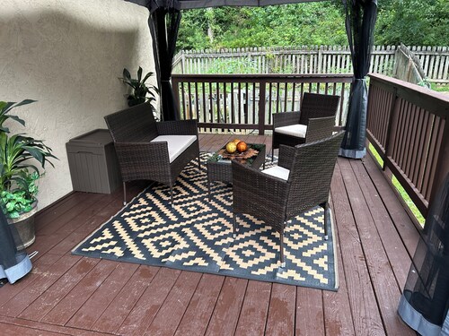 Modern, fully equipped studio with separate sleeping area in Fayetteville.