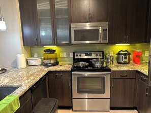 Microwave, oven, stovetop, dishwasher