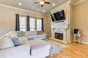 TV, fireplace, video games