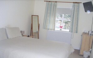 1 bedroom, desk, iron/ironing board, bed sheets