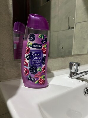 Towels, soap, toilet paper