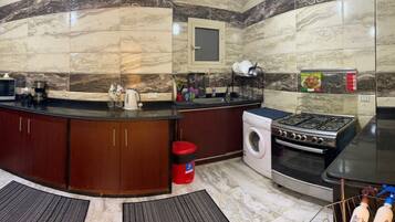 Mini-fridge, microwave, dishwasher, coffee/tea maker