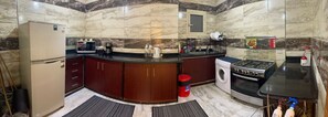 Mini-fridge, microwave, dishwasher, coffee/tea maker