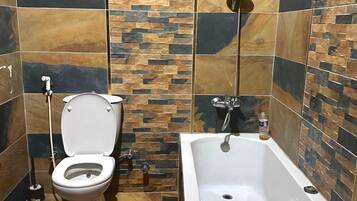 Free toiletries, hair dryer, bathrobes, towels