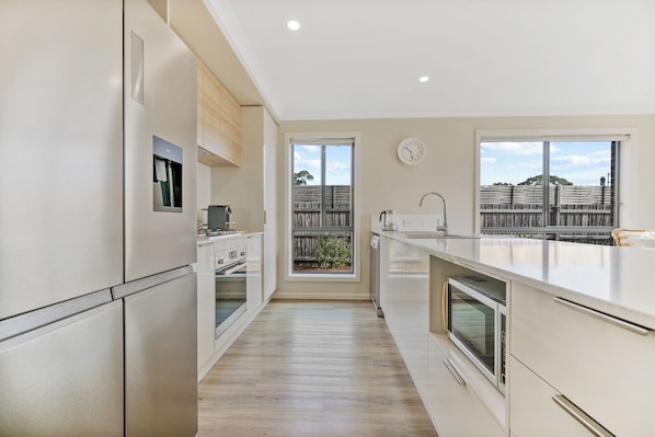 Fridge, microwave, oven, dishwasher