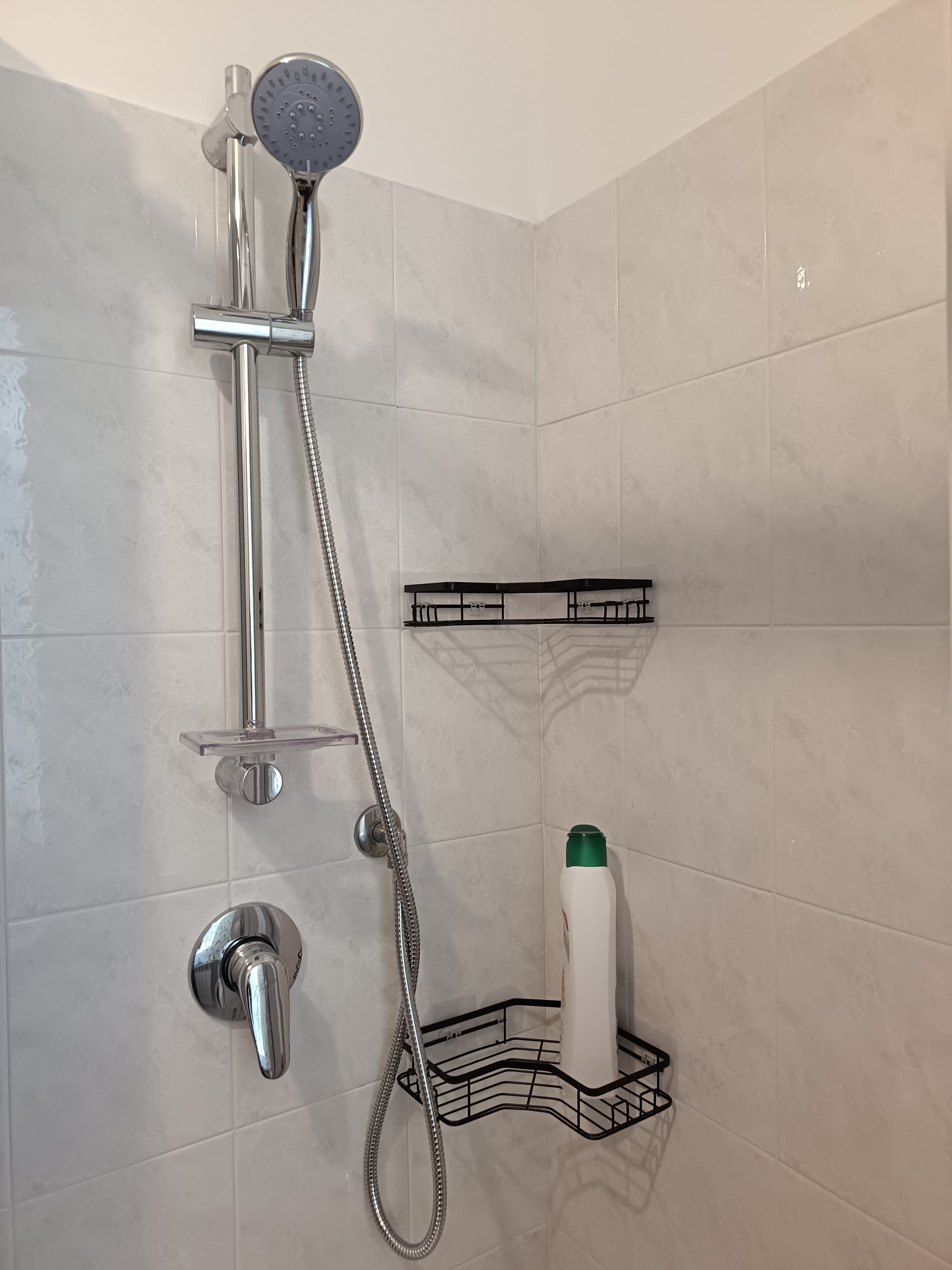 Hair dryer, bidet, towels, soap