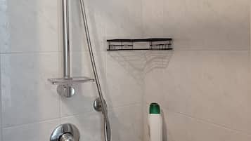 Hair dryer, bidet, towels, soap