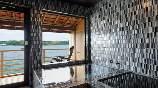 Deluxe Double Room, Balcony, Lake View | Bathroom | Separate tub and shower, hair dryer, slippers, towels