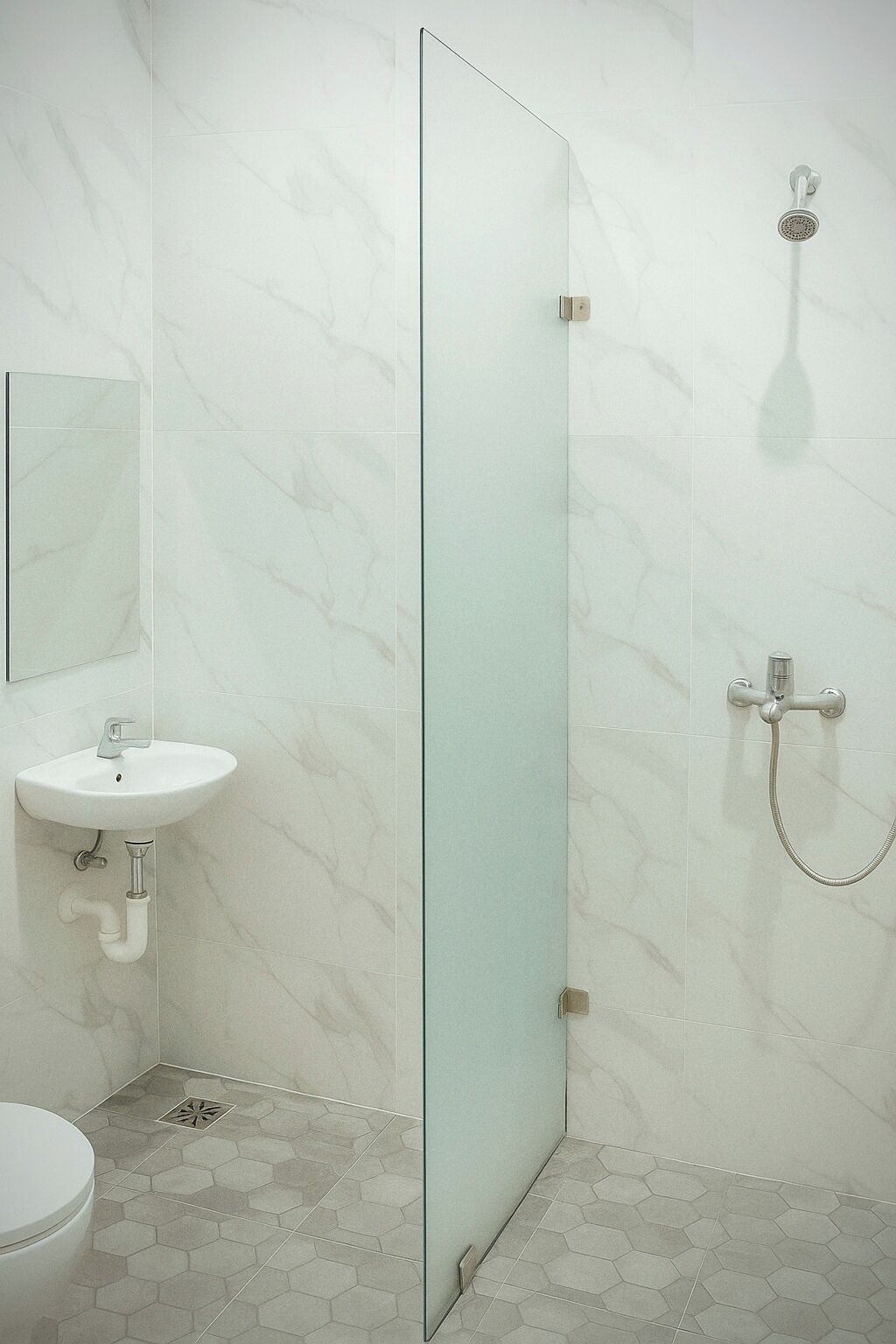Shower, towels, soap, shampoo