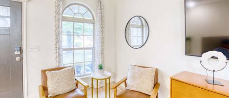 TV, fireplace, foosball, offices