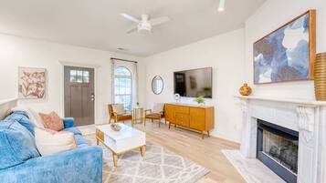 TV, fireplace, foosball, offices