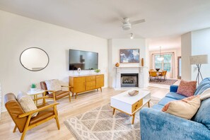 TV, fireplace, foosball, offices