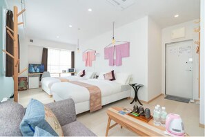 Family Twin Room, Non Smoking | Desk, laptop workspace, iron/ironing board, free WiFi