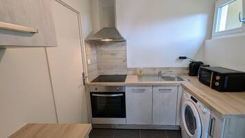 Fridge, microwave, dishwasher