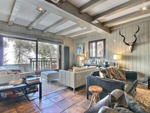 TV, fireplace - Spacious chalet with terrace and jacuzzi, near slopes for 14 people (La Plagne 1800)