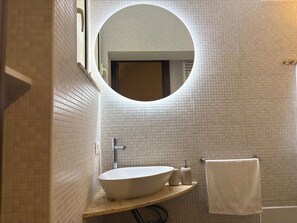 Regadera, secadora de cabello, bidet, toallas 