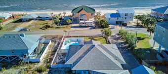 Beach Haven, ground level, across the street with heated pool and fenced in yard!