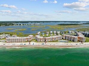 On the beach - Enjoy oceanfront views from this 2BR condo at Topsail Dunes 3308 in North Topsail Beach. (North Topsail Beach)