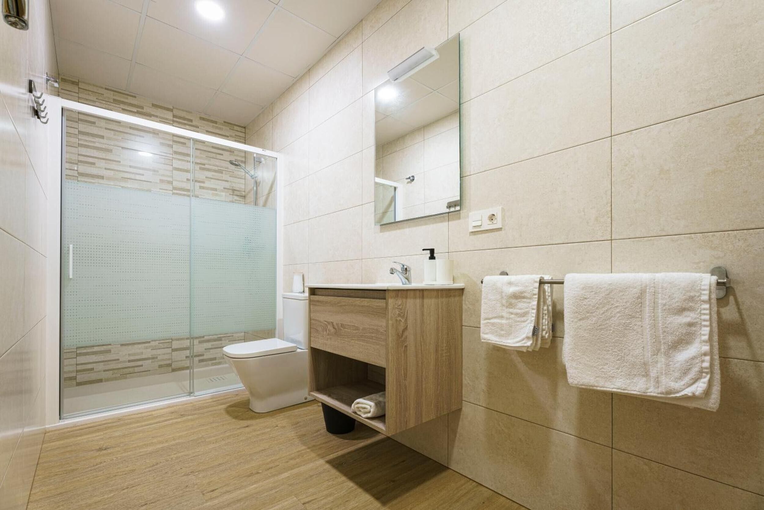 Dusche, Haartrockner, Handtücher