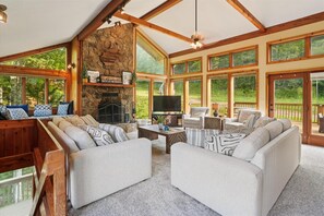 Smart TV, fireplace, table football, ping pong