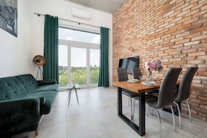 Dining - Modern Studio with Mezzanine | Close to Airport, Balcony (Wrocław)